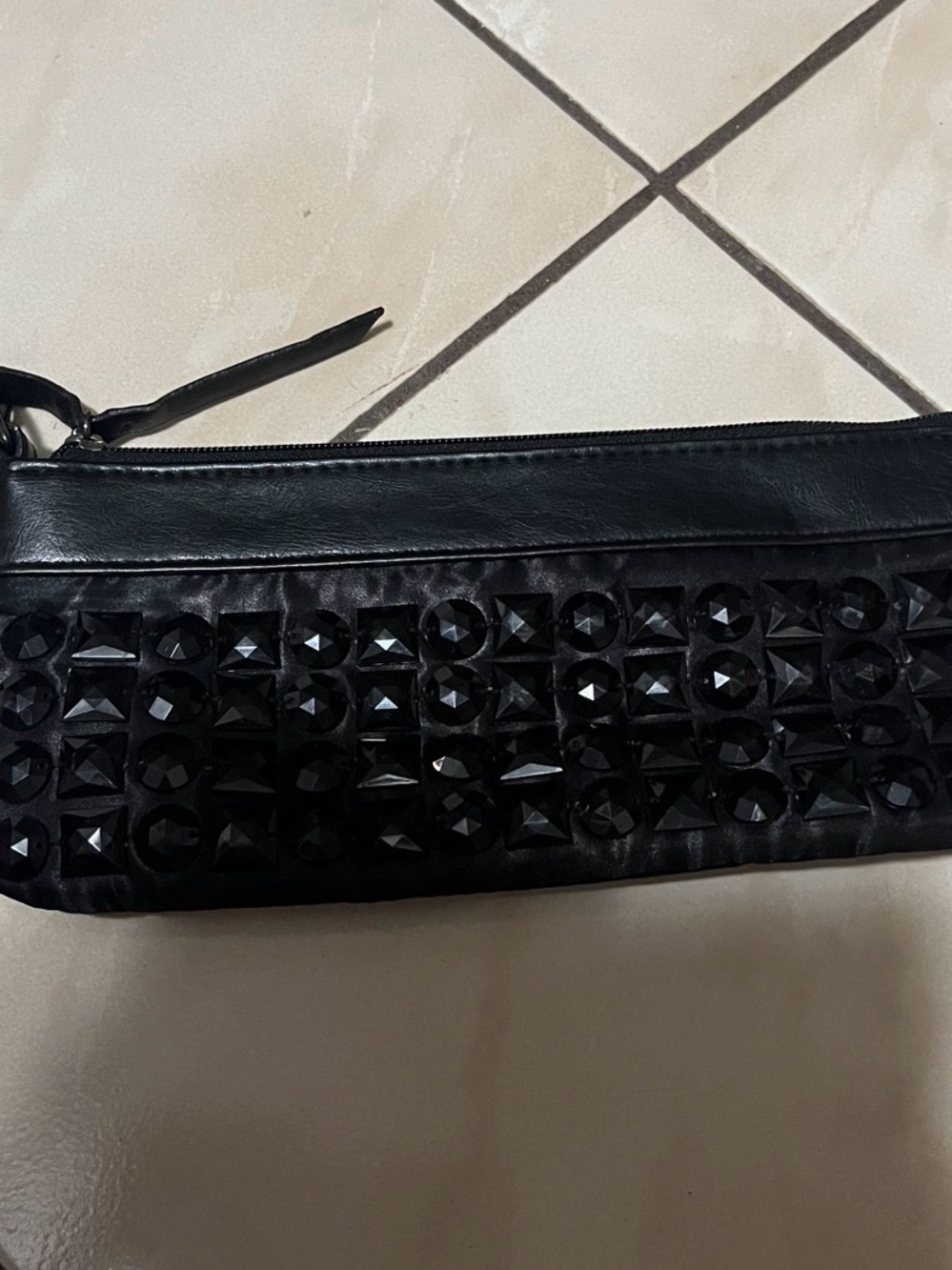 Black Studded Wristlet Clutch - Sleek Evening Bag